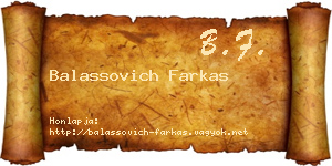 Balassovich Farkas névjegykártya